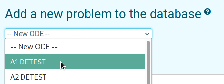 Select an ODE name from the drop-down menu.